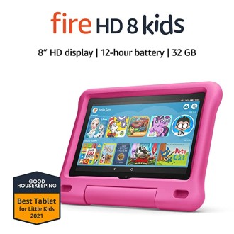 Fire HD 8 Kids tablet, 8" HD display, ages 3-7, 32 GB, includes a 1-year subscription to Amazon Kids+ content, Pink Kid-Proof Case, (2020 release)