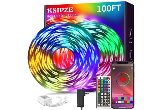 Ksipze 100ft Led Strip Lights (2 Rolls of 50ft) RGB Music Sync Color Changing,Bluetooth Led Lights with Smart App Control Remote,Led Lights for Bedroom Room Lighting Flexible Home Decor